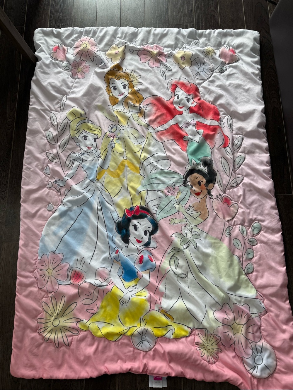 Disney Princess Toddler Comforter Blanket Sketch Watercolor Style